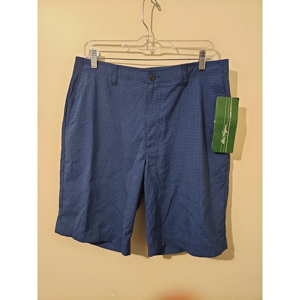 Ben Hogan Power Series Mens Blue Plaid Shorts 34 Power Wick Sun Protect Golf